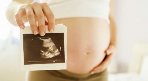 ultrasonda görünen bebek ve anne karnı