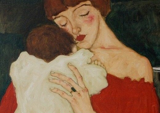 kırmızı rujlu kadın ve bebeği