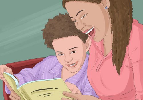 oğluyla kitap okuyan anne