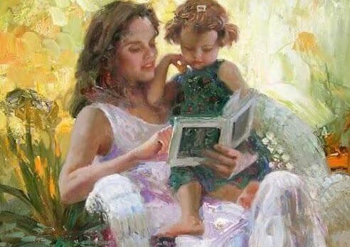 kızına kitap okuyan anne