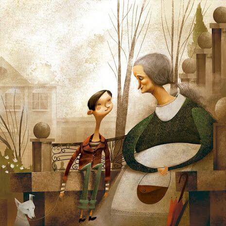 torun babaanne ve köpek