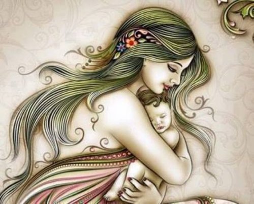 bebeğine sarılmış anne