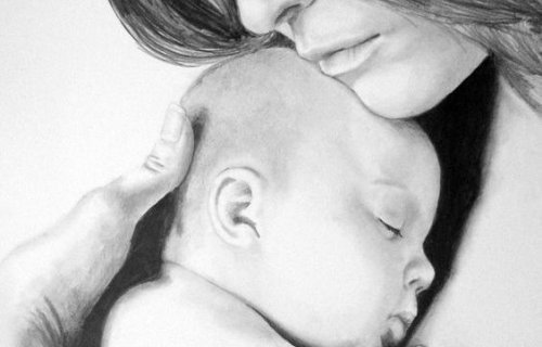 siyah beyaz anne ve bebeği