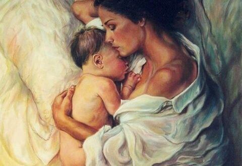 uyuyan anne ve bebek tablosu