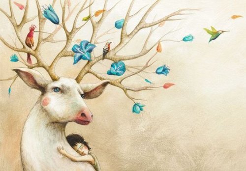 Geyiğe Sarılan Çocuk