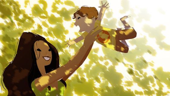 oğlunu havaya kaldıran anne figürü