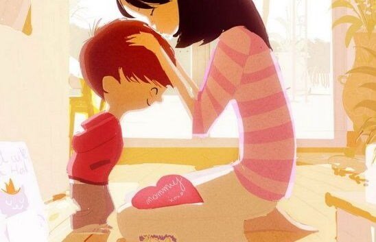 oğlunun kafasını öpen anne