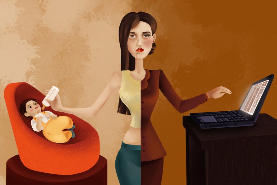 çalışan anne ve bebeği