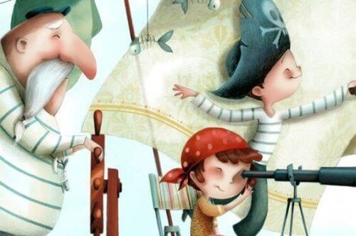 gemide korsan ve çocuk