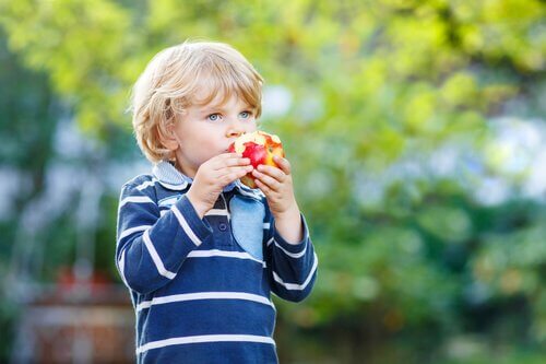 elma yiyen çocuk