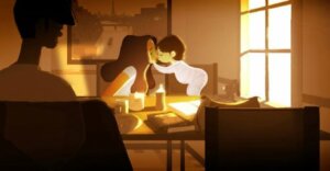 Annesini öpren bir çocuk