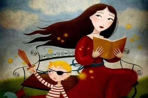 Çocuğuna kitap okuyan bir anne