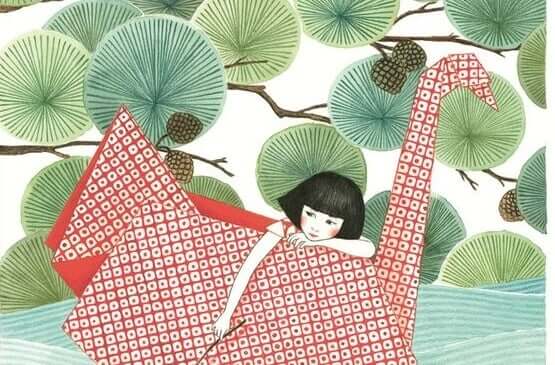 kağıttan kayık siyah kısa saçlı kız