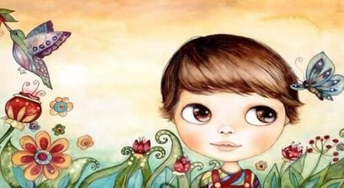 çiçek bahçesinde bir kız