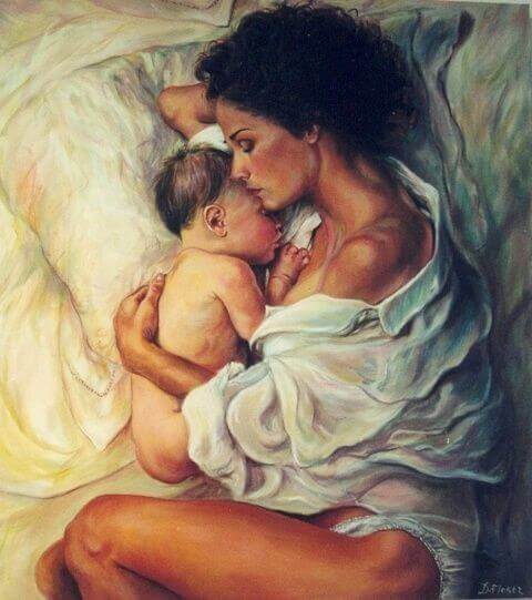 birbirine sarılan anne ve bebek