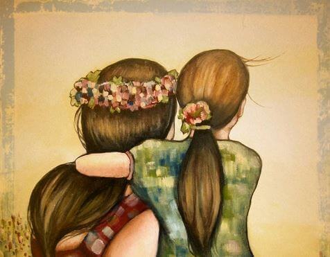 birbirine sarılan anne kız