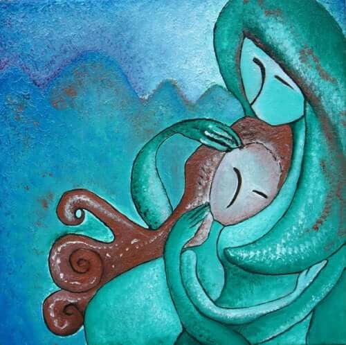 birbirine sarılmış anne ve kız