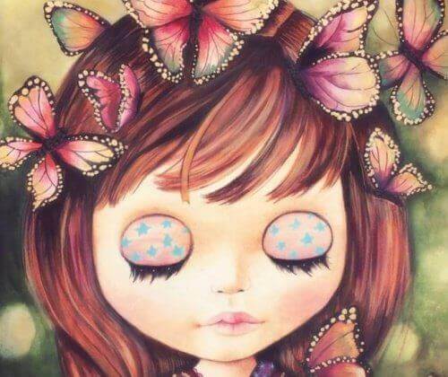 gözleri kapalı bir kız