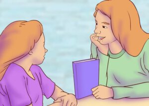 kütüphanede çocukla konuşma