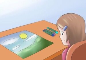 resim çizen bir çocuk